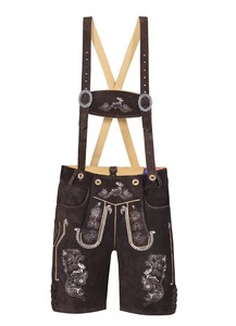 Porte-jarretelles allemand bavarois LEDERHOSEN Oktoberfest en cuir marron et chocolat - Product Image 6
