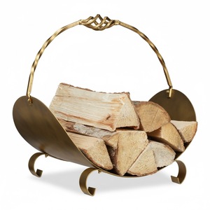 Porte-bûches en métal incroyable pour foyer intérieur, support de rangement pour bûches, support de rangement robuste pour extérieur, couleur or antique - Product Image 3