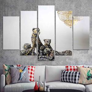 Impresión abstracta de guepardo en lienzo: arte moderno de leopardo para pared, JUEGO DE 5 LIEÑAZOS SURTIDOS - Product Image 1