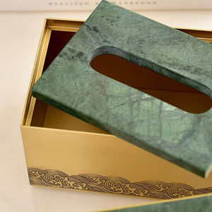 กล่องทิชชู่โลหะสีทองพร้อมฝาหินอ่อนสำหรับงานแต่งงานงานปาร์ตี้กล่องเก็บทิชชู่อุปกรณ์เสริมผ้าเช็ดปาก - Product Image 2