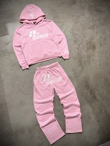 Conjunto de Sudadera con Capucha y Pantalones Deportivos de Felpa de Algodón Transpirable de 400g, Estilo Urbano, Holgado, para Hombre, Dos Piezas, Otoño/Invierno/Primavera - Product Image 2