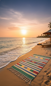 Wholesale Woven Cotton Plush <b>Rug</b> Fancy Rectangle Reversible Backing Machine Washable Modern Pattern Home <b>Camping</b> Travel Exercise - Product Image 4