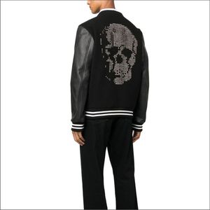 แจ็คเก็ตเบสบอลสำหรับผู้ชายประกอบด้วยแขนเสื้อหนังและเสื้อแจ็คเก็ตขนสัตว์สำหรับผู้ชาย - Product Image 3