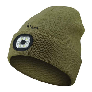 Custom <b>LED</b> <b>Beanie</b> <b>Hat</b> with 3D Embroidery USB Rechargeable Winter Knitted Headlamp Cap Unisex Casual Gift - Product Image 3