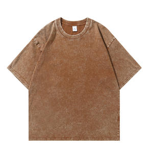 Camiseta lavada en blanco de gran tamaño para hombre, camiseta informal de manga corta de algodón con estampado de logotipo personalizado para hombre - Product Image 4