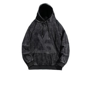 เสื้อฮู้ดดี้ทรงครอป สไตล์วินเทจ ผ้าหนา ฟอกสีแบบแอซิดวอช ผ้าคอตตอนผสม พิมพ์ลายโลโก้ด้วยคริสตัลเต็มตัว ผลิตโดยผู้ผลิต - Product Image 6