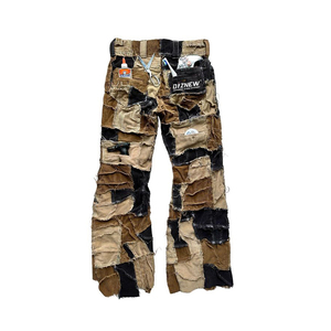 DiZNEW Jeans da Uomo in Denim di Alta Qualità, Personalizzati, Modello Flare Bottoms Cargo, Effetto Consumato, Cerato, Lavaggio Acido, Orlo Grezzo, Taglio Super Skinny, con Effetto Torched e Stack - Product Image 6