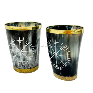 Tasse en corne de buffle à boire tasse Viking en finition naturelle tasse en corne écologique boisson en verre en corne réutilisable et lavable - Product Image 4