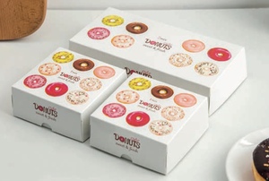 กล่องโดนัทกระดาษงานฝีมือพิมพ์แบบกำหนดเองสำหรับการนำเสนอและบรรจุภัณฑ์อาหารรวมถึงโดนัท - Product Image 4