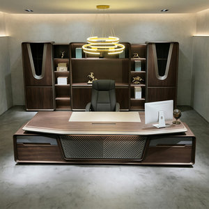 Walnut Brown Solid Wood Executive Desk Rectangular Mortise-and-Tenon Joinery Rounded Edges 1-Year Warranty - Product Image 1