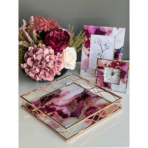 Set da soggiorno con motivo in marmo viola di 3 - Product Image 1