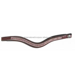 Banda de cuero acolchada para cejas de caballo, banda de cuero supersuave con incrustaciones de canal vacío, 3 filas de cristales transparentes, banda ostentosa con lazos a presión - Product Image 2