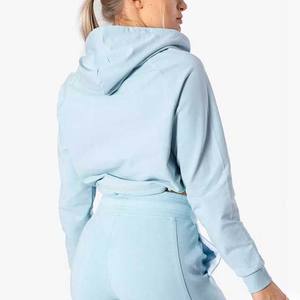 Sudadera con Capucha y Cremallera Delantera para Mujer, 400 g/m², Transpirable, Diseño Corto Bordado, Multilínea, Deportiva, Invernal, Ecológica - Product Image 3
