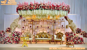 Escenario de boda de la familia real para exteriores, decoración de escenario de boda tradicional, abierta, con temática de Rajawadi - Product Image 5