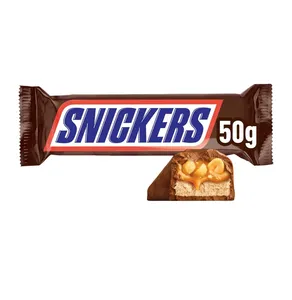 Barra de Snickers al por mayor, hecha con caramelo y cacahuetes tostados cubiertos de chocolate, 24 barras (conteo) x50g (120g) Mejor precio a granel