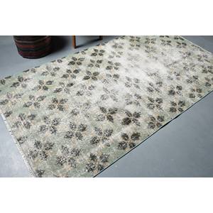 Alfombra de lana clásica turca Vintage hecha a mano rectangular tejido plano Verde Negro Patchwork 4,4 'X 8,2' para respaldo de látex para sala de estar - Product Image 2