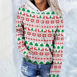 2025 nuevo 100% algodón transpirable pulóver personalizado 3D impreso sudaderas con capucha para mujer elegante Drop-shoulder Premium sudaderas con capucha - Product Image 3