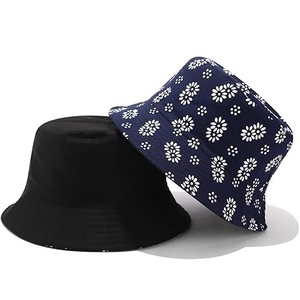 Hot Sale Spring Navy Blue Cotton <b>Bucket</b> <b>Hats</b> Floral Printed <b>Reversible</b> Fisherman <b>Bucket</b> <b>Hat</b> for Women - Product Image 2