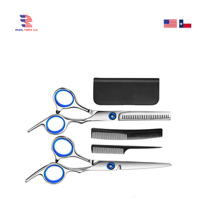 Cuidado del cabello y estilismo Juego de 4 piezas Tijeras de peluquería Tijeras de adelgazamiento de peluquero para adultos Punta de hoja afilada para uso doméstico y de salón - Product Image 2