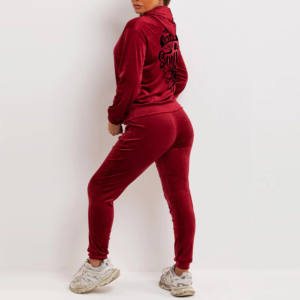 Survêtement de jogging à capuche en velours grande taille pour femmes OEM 100% coton Design personnalisable Ensemble à motif solide pour filles - Product Image 3