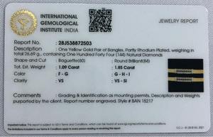 Oro amarillo de 14kt Pulseras y brazaletes texturizados con tachuelas de diamantes de 1.764 quilates Diamantes naturales Baguette redondos certificados por IGI - Product Image 4