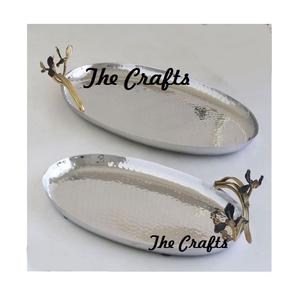 Plateau de dattes de bonbons au design antique en acier inoxydable et plateau de service de collations en laiton avec bol de boîte à bonbons et bakhoor - Product Image 6