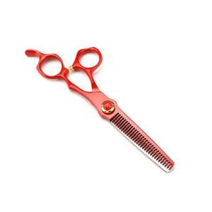 Tijera de adelgazamiento del cabello de Etiqueta Privada, tijera de adelgazamiento del cabello de salón de belleza de acero inoxidable recubierta de Color rojo con tornillo de lujo - Product Image 3