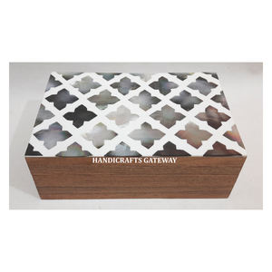 La plus belle dernière nouvelle belle incrustation de nacre en bois couleur naturelle boîte à bijoux en forme de rectangle pour les cadeaux de mariage - Product Image 1