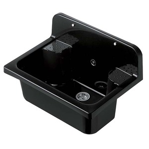 Lavabo a colonna in pietra nera opaca da parete per bagno 56x37 cm - Product Image 1