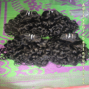 Extensions de cheveux à double trame, cheveux vierges non traités de qualité Remy, alignés sur les cuticules, bouclés pour bébé, fabriqués à la machine - Product Image 1