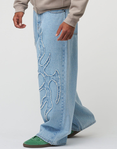 Jeans pour hommes de marque Jeans droits extensibles Pantalons décontractés en denim Pantalons brodés Jeans baggy noir bleu Nouveau style - Product Image 4