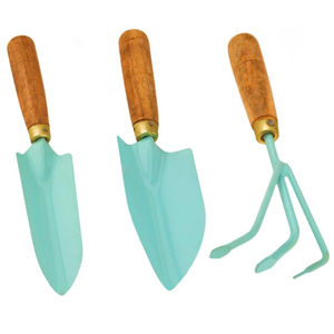 Set of 3 Gardening Tools With Wood Handle Rust Proof Gardening Kit <b>Garden</b> Shovel Rake <b>Trowel</b> Best Gifts for Women in Best Price - Product Image 1