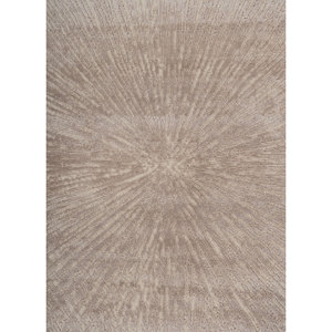 Tapis Uvenuti noué à la main en laine et soie de bambou, motif abstrait rectangulaire ivoire pour la maison, la chambre, le couloir, en viscose, modèle 5005 - Product Image 3