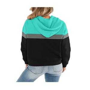 Sweaty Rocks Women's Winter Zip Oversize Pullover Hoodie 100% Cotton Fleece Long Drawstring Sleeve Solid Color Bangladesh - Product Image 2