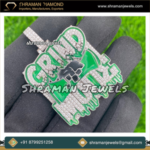 Hip Hop 925 Silver Lab Grown Diamond Bling Enamel Custom 3D Name Necklace with Big Pendant Charms Fine Jewelry for Rappers Prom - Product Image 2