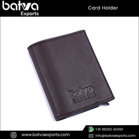 Dompet Kartu Identitas Kulit Asli Minimalis RFID Tipis untuk Pria, Model Bisnis Mini, Tempat Kartu Kredit dengan Foto