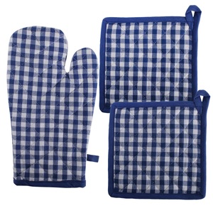 Mitaines de four 100% coton avec bande de silicone porte-casseroles verts pour la cuisson au micro-ondes Protection des aliments à domicile pour les restaurants - Product Image 2