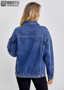 Veste en jean pour hommes Manteau camionneur tendance de haute qualité, respirant et oversize avec logo sur le devant - Product Image 3
