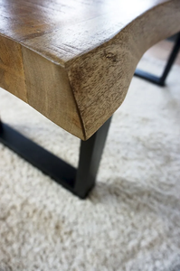 Mesa de comedor moderna de madera maciza con patas de metal para apartamentos, hoteles u hospitales-Diseño Rustik - Product Image 2