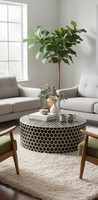 Table basse de designer exclusive, écologique, moderne, noire, avec incrustations en os, imperméable, légère et faite à la main, pour la salle de bain de bébé et le salon
