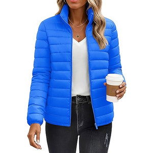 Veste matelassée pour femme, manteau d'hiver matelassé, vêtement d'extérieur léger rembourré avec col montant, fermeture éclair intégrale, vêtement décontracté chaud - Product Image 1
