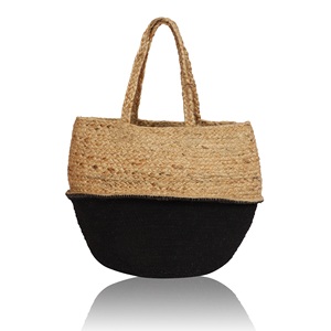 Grand sac fourre-tout en jute Tyntra, taille personnalisée, poignées en corde, écologique, jute naturel, base noire, pour fêtes et usage extérieur - Product Image 5