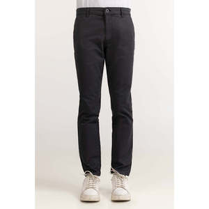 Pantalon Kaki Basique Teint en Coton Ébène 100% Tissu Oxford Coupe Droite Tendance Taille Haute avec Fermetures Éclair Décoratives Taille XL WS23-001 E - Product Image 5
