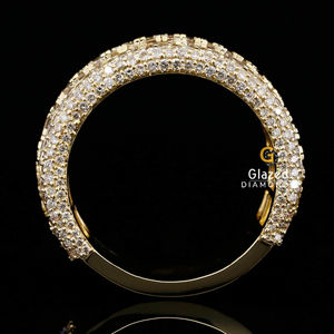 Fantaisie nouvelle baguette et ronde taille brillant diamant cultivé en laboratoire bague Hip Hop glacé en or jaune 10kt - Product Image 4