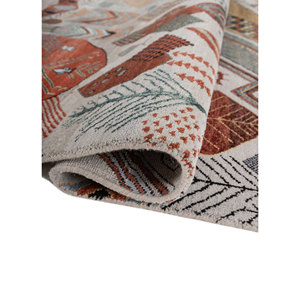 Alfombra Manchaha Azul de Lana y Seda de Bambú Anudada a Mano, 10 mm de Grosor, Patrón Geométrico Abstracto para el Hogar, Pasillo, Modelo Rectangular-Les-2842 - Product Image 2