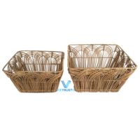 Ensemble de paniers de rangement en rotin faits à la main, écologiques, design multifonctionnel, taille et logo personnalisables pour un usage domestique