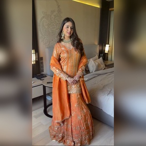 Prix de gros, salwar kameez de style palazzo, taille M XXL, en georgette, avec broderie à l'aiguille, ensemble de 3 pièces pour la source textile et le magasin - Product Image 1