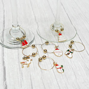 Christmas <b>Wine</b> Glass <b>Charms</b> Winter Party Drink Markers Zinc Alloy Holiday Bar Accessories for Celebration Favors - Product Image 3