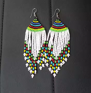 Pendientes de Cuentas Bordadas Coloridos, Estilo Étnico, Joyería Hecha a Mano, Pendientes de Borla Bohemios Personalizados para Mujer - Product Image 2