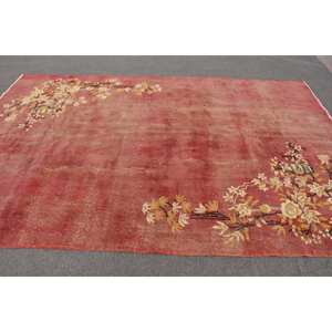 Alfombra de área grande turca Vintage de 6,4x9,6 pies, diseño de retales de estilo bohemio rojo, Material de lana, látex de 10mm para decoración de habitación de pasillo - Product Image 3